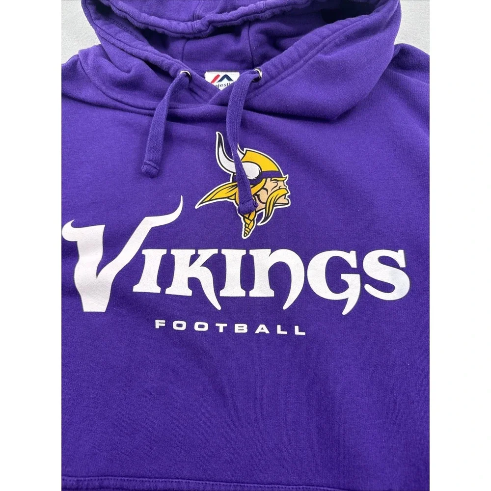 Vintage 90s‎ Y2K Minnesota Vikings NFL Hoodie Men's 4XL Purple Majestic Boxy Fit